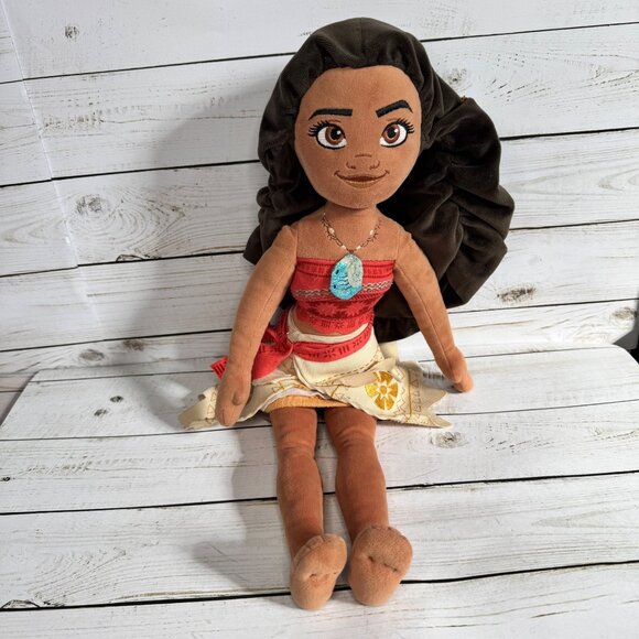 Disney Store Moana 18' Plush Doll With Long Velvety Hair & Polynesian Outfit - Picture 1 of 8